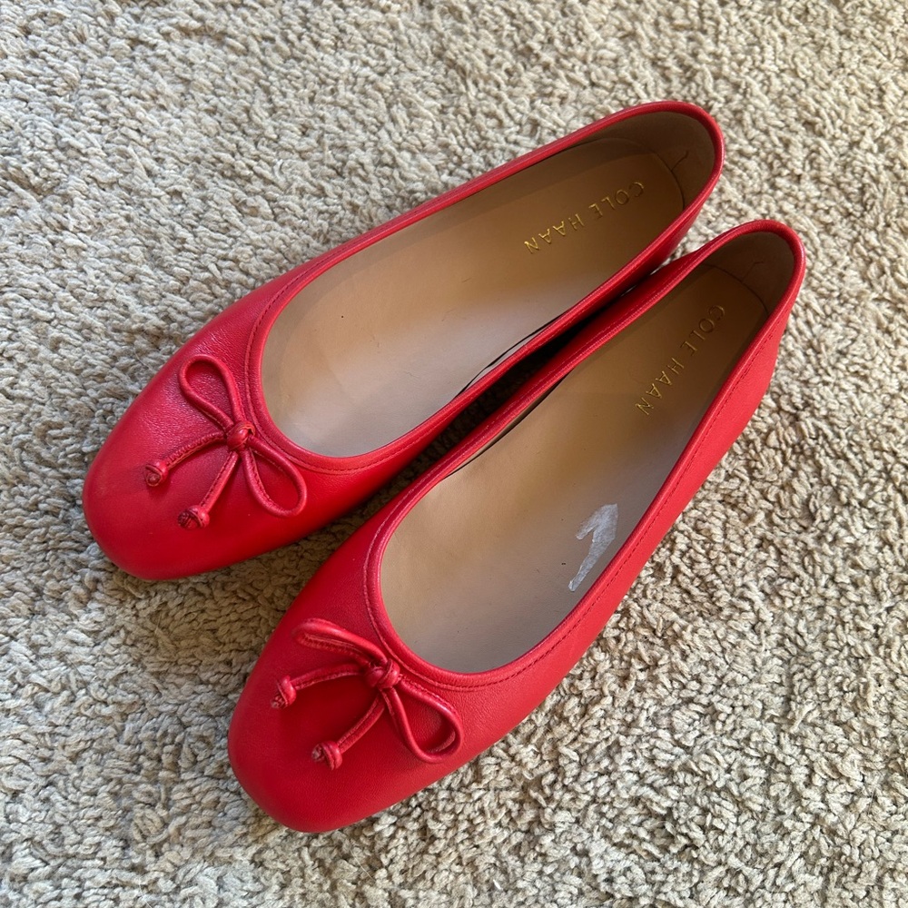 Cole Haan Red Leather Ballet Flats